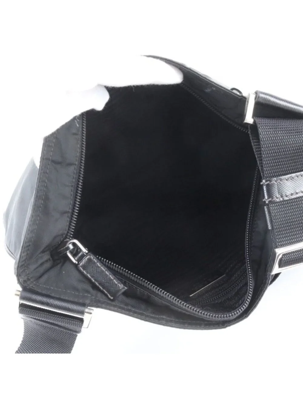 Prada Tessuto Nylon Triangle Logo Leather Shoulder Bag Crossbody Messenger